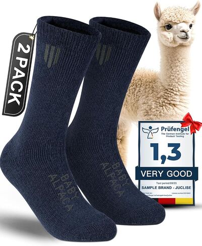 Alpaca Wool Crew Socks 2 pairs for Men and Women,Thick Thermal Winter Hunting Socks Hiking,Moisture Wicking Cushioned in Kuwait