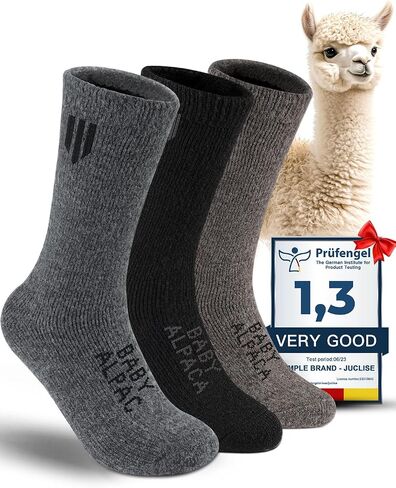 Alpaca Wool Crew Socks 2 pairs for Men and Women,Thick Thermal Winter Hunting Socks Hiking,Moisture Wicking Cushioned in Kuwait