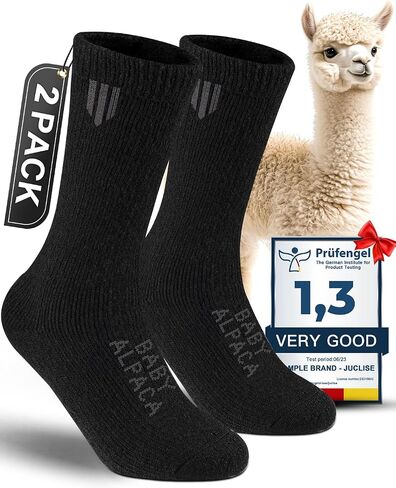 Alpaca Wool Crew Socks 2 pairs for Men and Women,Thick Thermal Winter Hunting Socks Hiking,Moisture Wicking Cushioned in Kuwait