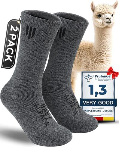 Alpaca Wool Crew Socks 2 pairs for Men and Women,Thick Thermal Winter Hunting Socks Hiking,Moisture Wicking Cushioned in Kuwait