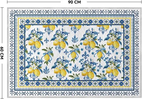 Artoid Mode Blue Lemon Iris Summer Door Mat, Seasonal Entryway Rug Home Decor Low-Profile Non-Slip Washable Area Rug for Entryway Bedroom Bathroom Laundry Room Indoor 2x3 Feet in Saudi Arabia