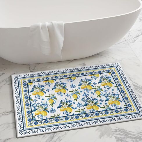 Artoid Mode Blue Lemon Iris Summer Door Mat, Seasonal Entryway Rug Home Decor Low-Profile Non-Slip Washable Area Rug for Entryway Bedroom Bathroom Laundry Room Indoor 2x3 Feet in Saudi Arabia