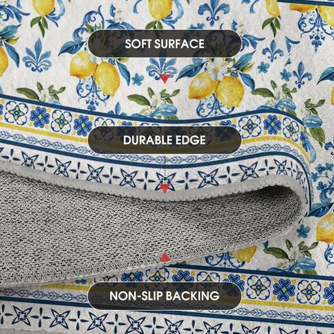 Artoid Mode Blue Lemon Iris Summer Door Mat, Seasonal Entryway Rug Home Decor Low-Profile Non-Slip Washable Area Rug for Entryway Bedroom Bathroom Laundry Room Indoor 2x3 Feet in Saudi Arabia