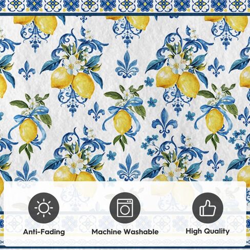 Artoid Mode Blue Lemon Iris Summer Door Mat, Seasonal Entryway Rug Home Decor Low-Profile Non-Slip Washable Area Rug for Entryway Bedroom Bathroom Laundry Room Indoor 2x3 Feet in Saudi Arabia