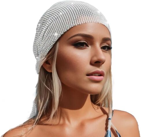 Munyee Hua Rhinestone Short Rave Headscarf in Kuwait