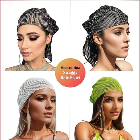 Munyee Hua Rhinestone Short Rave Headscarf in Kuwait