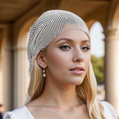 Munyee Hua Rhinestone Short Rave Headscarf in Kuwait