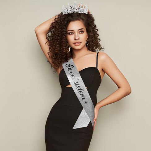 Chanaco Sweet 16 Birthday Sash & Tiara - 16th Birthday Crown & Sash, Tiara for Women, Party Decoration & Supplies in Kuwait
