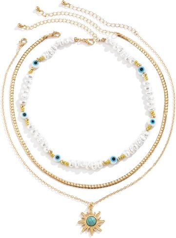 Western Region Necklace for Women Lion Butterfly Beads Natural Stone Retro Beaded Lady Women 17.71 Inch in Saudi Arabia