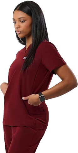 Peelz Natalie 4-Pocket V-neck Scrub Tops للنساء-فرك النسيج الناعم ، والنساء ، قمة فرك للسيدات ، Fit Slim in Kuwait