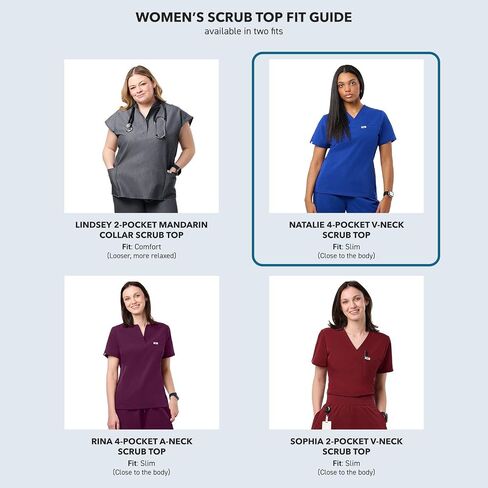 Peelz Natalie 4-Pocket V-neck Scrub Tops للنساء-فرك النسيج الناعم ، والنساء ، قمة فرك للسيدات ، Fit Slim in Kuwait