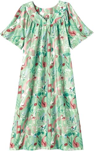 AmeriMark Women's & Women's Plus Border Lounge Dress- Short Sleeve Gown Sleepwear for Ladies, Navy Delight Border, 2X in Kuwait