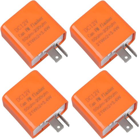 Motorcycle LED Turn Signal Flasher Relay, 4PCS 12V 2 Pin Adjustable Motorbike LED Turn Signal Indicator Relay, Hyper Flash Electronic Flasher Relay, Universal Motorbicycle Accessories (Black) in Kuwait