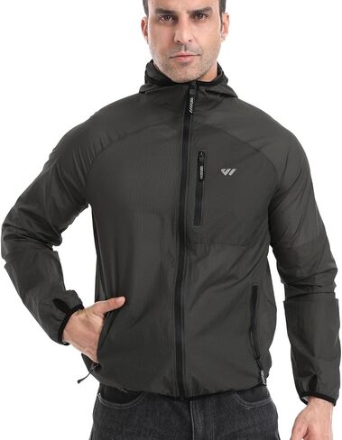 Wulibike Mens Windbreaker Jackets خفيفة الوزن سترة ركوب الدراجات مع غطاء محرك للجنسين جولف قابلة للعب الرياح الركض in Kuwait