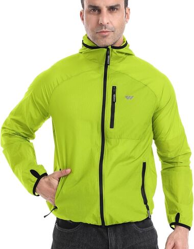 Wulibike Mens Windbreaker Jackets Lightweight men's cycling jacket with Hood Unisex Packable Golf Running Wind Breaker Jacket in Kuwait