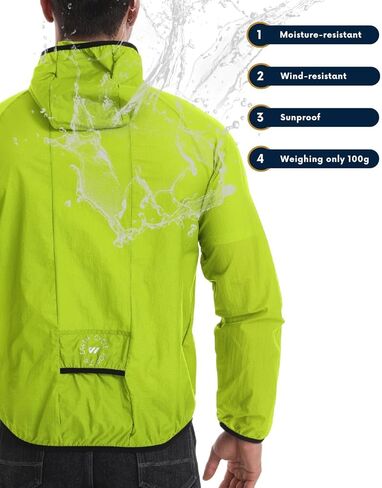 Wulibike Mens Windbreaker Jackets Lightweight men's cycling jacket with Hood Unisex Packable Golf Running Wind Breaker Jacket in Kuwait