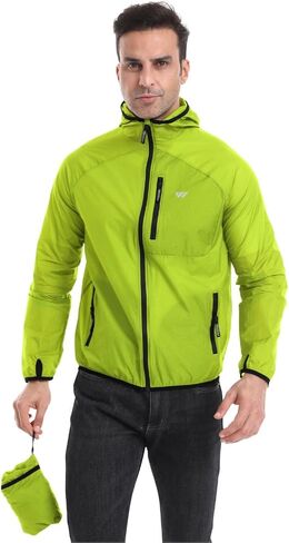 Wulibike Mens Windbreaker Jackets Lightweight men's cycling jacket with Hood Unisex Packable Golf Running Wind Breaker Jacket in Kuwait