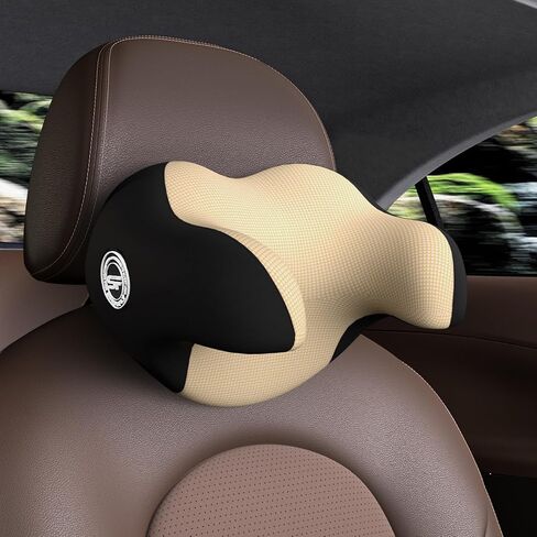 Make Relaxing Car Headrest Pillow, Car Pillow for Driving with Adjustable Strap, Breathable Removable Cover & Ergonomic Design - Softness Travel Car Neck Support Pillow(Black, 1PC) in Saudi Arabia