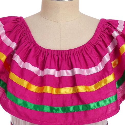 Toddler Girl Mexican Dress Traditional Folklorico Dress with Belt Cinco De Mayo Fiesta Party Dress Carnival Gown in Saudi Arabia