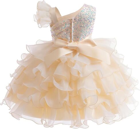 Lamgool Girls Formal Dress Toddler Pageant Rainbow Princess Ruffle Flower Elegant Tutu Sequin Ball Gown for Baby Girls Spring in Saudi Arabia