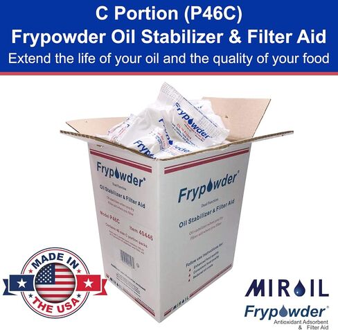 MirOil P100, Case of 90 x Size C (160ml) Portion Packs for Fryers with Oil Capacities of Up to 40 lbs Item 40455 Fry Powder Oil Stabilizer Filter Aid, Remove Fry Oil Contaminants (1) in Kuwait