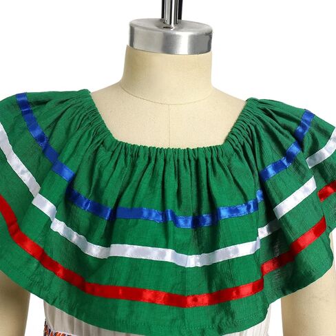 Toddler Girl Mexican Dress Traditional Folklorico Dress with Belt Cinco De Mayo Fiesta Party Dress Carnival Gown in Kuwait