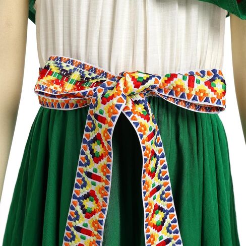 Toddler Girl Mexican Dress Traditional Folklorico Dress with Belt Cinco De Mayo Fiesta Party Dress Carnival Gown in Kuwait