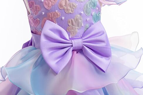 Lamgool Girls Formal Dress Toddler Pageant Rainbow Princess Ruffle Flower Elegant Tutu Sequin Ball Gown for Baby Girls Spring in Kuwait