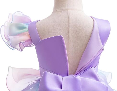 Lamgool Girls Formal Dress Toddler Pageant Rainbow Princess Ruffle Flower Elegant Tutu Sequin Ball Gown for Baby Girls Spring in Kuwait