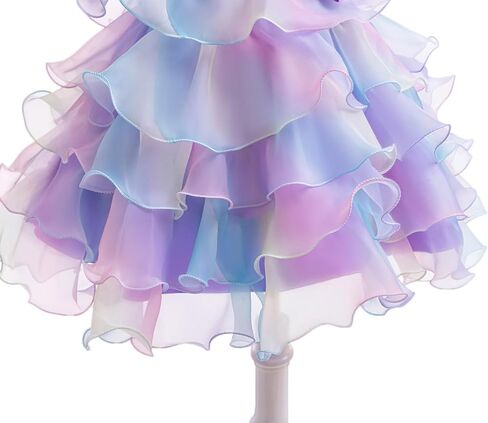 Lamgool Girls Formal Dress Toddler Pageant Rainbow Princess Ruffle Flower Elegant Tutu Sequin Ball Gown for Baby Girls Spring in Kuwait