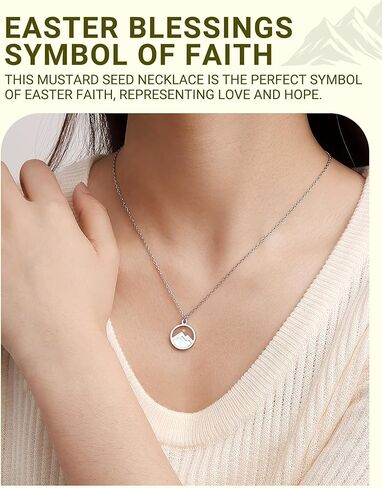 Happy Easter Gifts-Silver/Gold Moving Mountains Mustard Seed Necklace Religious Christian Gifts for Girls Women in Kuwait