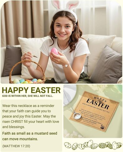 Happy Easter Gifts-Silver/Gold Moving Mountains Mustard Seed Necklace Religious Christian Gifts for Girls Women in Kuwait