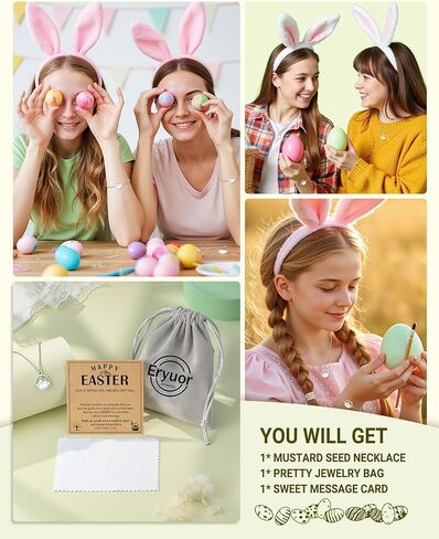 Happy Easter Gifts-Silver/Gold Moving Mountains Mustard Seed Necklace Religious Christian Gifts for Girls Women in Kuwait