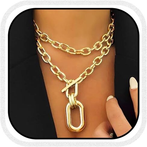 CLOACE Chunky Choker Necklaces Layered Pendant Necklace Chain Punk Thick Necklace Accessories for Women in Saudi Arabia