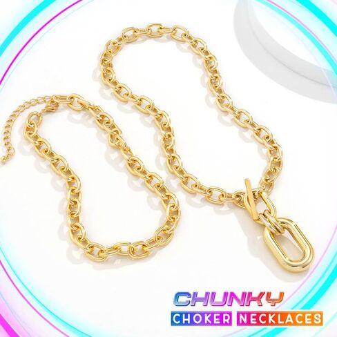 CLOACE Chunky Choker Necklaces Layered Pendant Necklace Chain Punk Thick Necklace Accessories for Women in Saudi Arabia