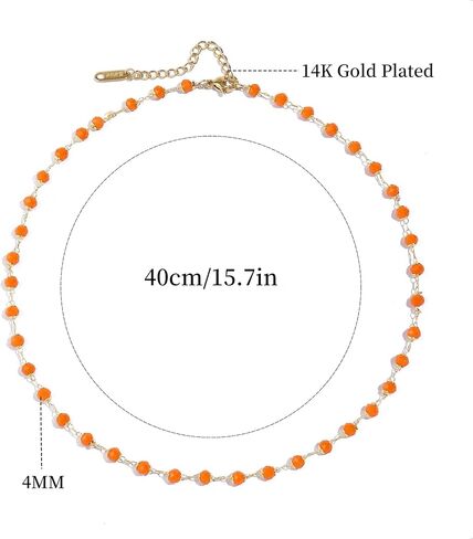Beaded Choker Necklace for Women Dainty 14K Gold Plated Crystal Necklace Gold Bead Necklace Boho Choker Necklace Gemstone Beaded Necklace Jewelry Gifts for Women in Kuwait
