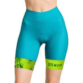 Wixen Women's 4D Padded Cycling Shorts with Pockets – High Waist, Moisture-Wicking Bike Underwear Shorts for Road Biking and Spinning – Aqua – L