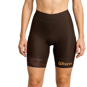 Wixen Women's 4D Padded Cycling Shorts with Pockets – High Waist, Moisture-Wicking Bike Underwear Shorts for Road Biking and Spinning – Chocolate – M