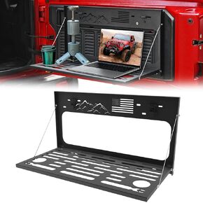 Tailgate Table for Wrangler JK JKU JL JLU 2007-2024 2/4 Door Rear Foldable Shelf 100lb Storage Cargo Luggage Holder Carrier Accessories for Camping, Travel and Outdoor Adventures