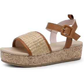SHOESLOCKER GIRLS Sandals Flatform Wedge Open Toe Sandals Strap القابلة للتعديل (طفل صغير/طفل كبير)