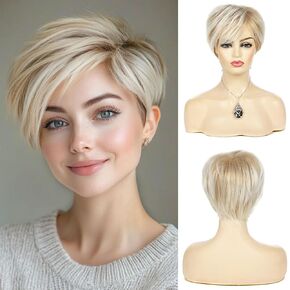Short Red Wigs for Women Layered Natural Synthetic Heat Resistant Halloween Cosplay Costume Wig