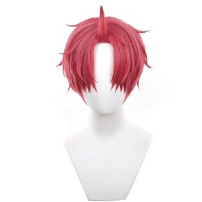 Cosplay Wig Red Short Hair Straight Hair with Bangs for Man Anime Cos Perfect for Halloween Party