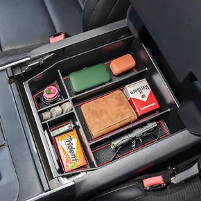 Tacobro Center Console Organizer متوافق مع Ford F150 2021-2024 2025 الملحقات ، STX/Hupl/Lariat/King Ranch/Platinum F-150 Lightning Armres ، (40/وحدة تحكم/40 مقعد أمامي فقط)