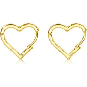 925 sterling Silver 1.6cm Heart Hooop أقراط للنساء الفتيات ، مع 925 من الوظائف الفضية الاسترليني ، أقراط على شكل قلب حلو الحب