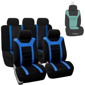 FH Group Car Seat Covers Combo Sports Full Set Blue Accessories Van Seat Covers, Airbag and Split Rear Car Seat Cover Universal Fit Interior Car Seat Protector Trucks SUV Car Automotive Seat Covers