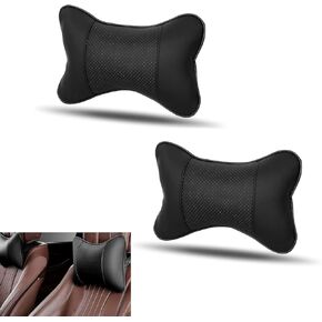 Car Headrest Neck Pillow, Bone Shaped Breathable PU + Soft Fill Ergonomic Design Pillow, Comfortable Support Neck Pressure Relief Cushion for All Seasons, Universal for Cars (Black)