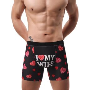 Evankin Men Funny Heart Boxer Briefs, Sexy Fun Novelty Underwear, Comfort Breathable Soft Underpants Shorts