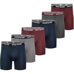 Eddie Bauer Men's Boxer Briefs, Breathable and Comfortable with Contoured Pouch Support, 6 Pack Underwear