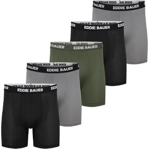 Eddie Bauer Men's Boxer Briefs 5", Breathable and Comfortable with Contoured Pouch Support, 5 Pack Underwear