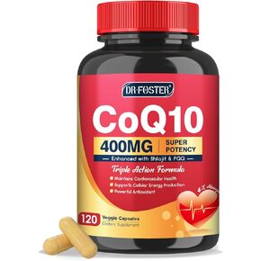 CoQ10 400mg-High Absorption Coenzyme Q10 Supplements with PQQ, Shilajit & Vitamin E, Powerful Antioxidant for Heart & Brain Health and Energy-Production 120 Veggie Capsules